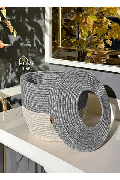 HomeTurko Natural and Natural Jute and Straw Trash Can - Modern Bucket for Kitchen and Bathroom