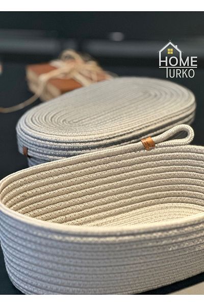 HomeTurko 2-Piece Modern Jute Wicker Basket Set - Hand-Woven, Kitchen Basket