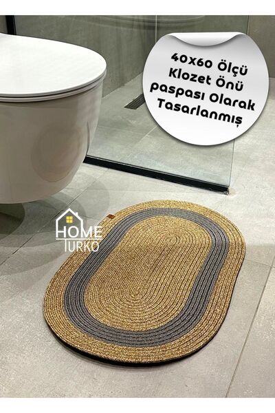 HomeTurko Jüt, Desenli Gri Şeritli, Kapı Önü, Paspas, Banyo Paspası, Balkon Paspası / Hediyelik, Ev Eşyası