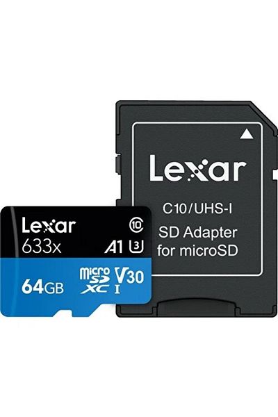 Lexar 64gb Microsdxc Memory Card - 633x 100mb/s with SD Adapter