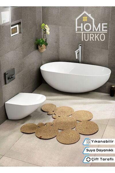 HomeTurko Jüt, Hasır, Paspas, Banyo Paspası, Klozet Önü Paspası, Klozet Paspas, Çift Taraflı