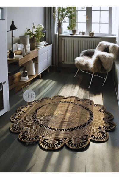 HomeTurko Moderin Hasır, Jüt Desenli, Naturel - Jüt Dekoratif Kilim, Paspas, Banyo Paspası, Balkon Paspası