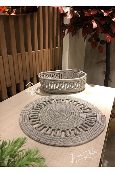 HomeTurko Natural, Jute, Wicker, Plate, Basket, Bread Basket, American Service Set, 1 Plate, 1 Basket
