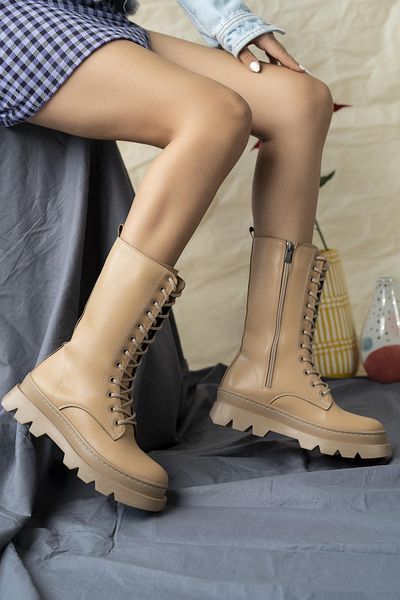 MUGGO Sirius garantierte Damen-Schnürstiefel mit dicker Sohle