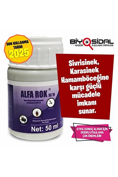 BİYOSİDAL MARKET ALFA ROK Sc 10 50 ml Karasinek Sivrisinek Hamam Böceği Haşer...