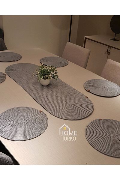 HomeTurko , Natural Jute, Patterned, Straw, Placemat Set
