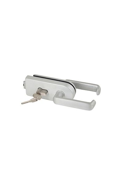 Wold Office Door Handle - Glass Door Handle, Lock and Striker, Alm.Natural Color