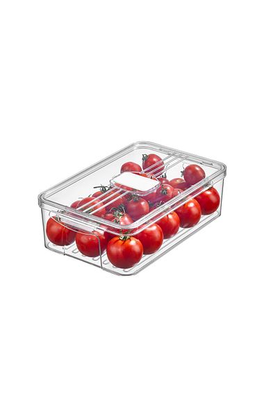 Eva Mia 5 LT Transparent Frostora Refrigerator Organizer - 4x Handle Storage Container & Organizer
