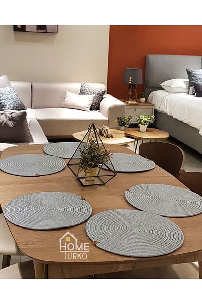 HomeTurko Φυσική γιούτα, μοντέρνα εμφάνιση Six Piece Grey, Wicker 33 X 33 cm, American Service, Πλάκα.