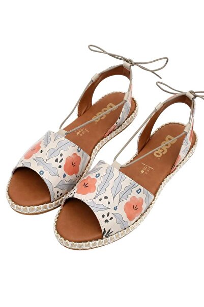 Dogo Γυναικεία Vegan Δερμάτινα Μπεζ σανδάλια με κορδόνια - Σχέδιο Lost In Pattern
