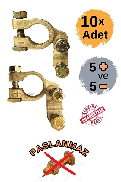 YAVUZ OTOMOTİV 10 Adet Akü Kutup Başı Akü Bağlantısı (+ Ve -) Takım Kutupbaşı Battery Terminal Connectors