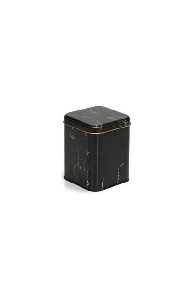EVLE Ef022-50 Marble Black Patterned Square Metal Storage Container 11x11 Cm