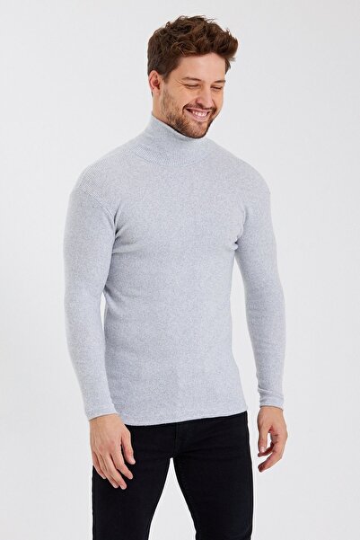Bentillo Men's Gray Turtleneck Camisole Sweater
