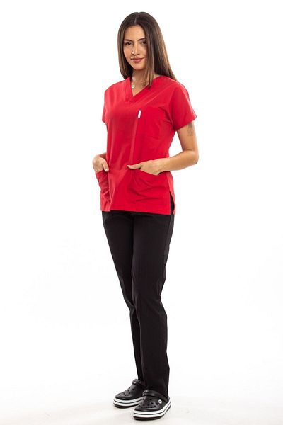Simirna Üniforma Chirurgical Doctor Asistentă Scrubs Top Roșu Inferioară Negru Jersey Set