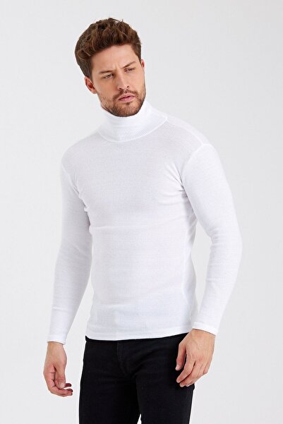 Bentillo Men's White Turtleneck Camisole Sweater