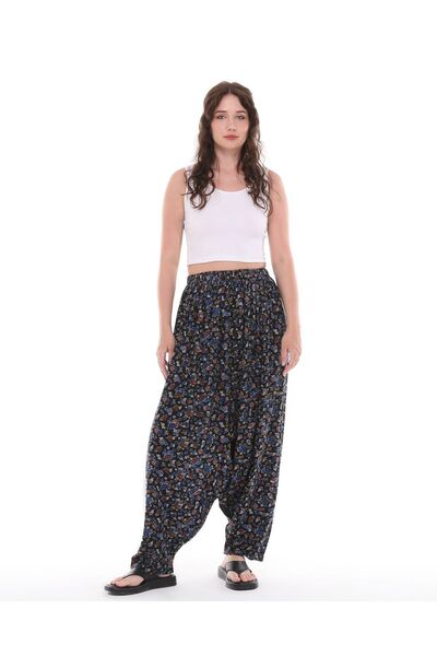 BW TEKSTİL VİSKON KUMAŞ ÇİÇEK DESENLİ ŞALVAR