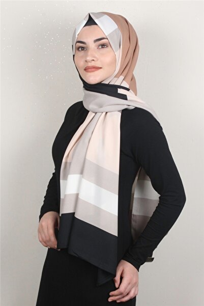 Cardion Medine Desenli Şal 1805-6 Ekose Nude