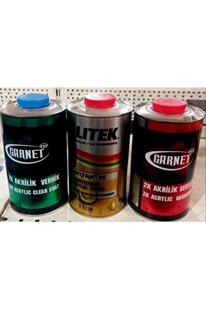 Garnet Oto Boya Seti Akrilik Vernik 1l+hızlı Serleştirici 1l+ Politek Akrilik...