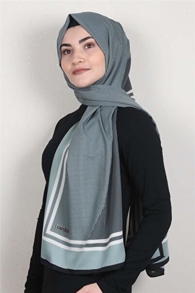 Cardion Medine Desenli Şal 1898-15 Küf Yeşili