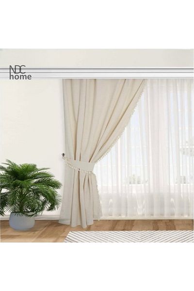 NDC HOME Κουρτίνα με φόντο λινό Ham Buldan - 100% βαμβάκι (ΑΠΛΟ)
