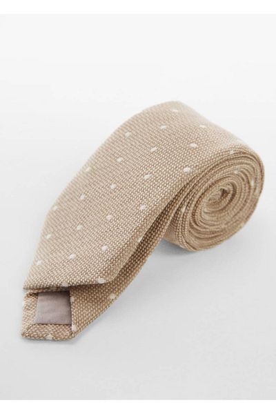 MANGO Man Polka Dot-Krawatte aus Baumwolle und Leinen