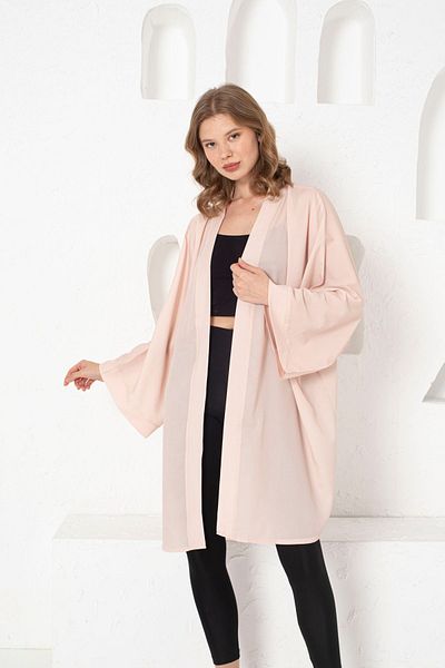 NKCOLLECTİON Pink Swan Sirt Printed Unisex Kimono/kaftan