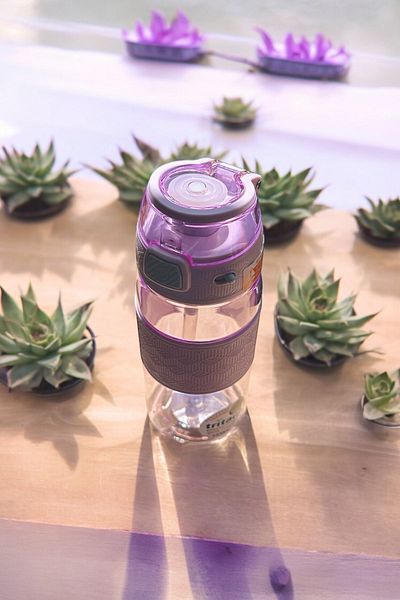 YDGR 600ml Dual-Use Water Bottle with Silicone Grip - Lockable Spout with Straw and No Straw