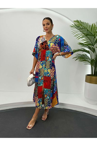 Elif Özbey Butik Rochie cu model etnic cu mâneci liliac