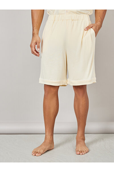 Styli Knitted Resort Collar Shirt and Short Set with Piping Detail