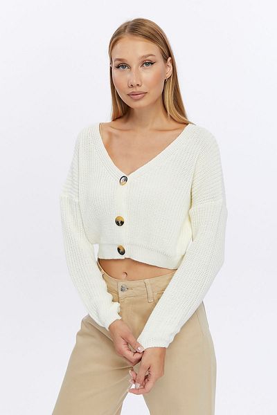 MA ananas Women's Crop Knitwear Cardigan - Buttoned Design