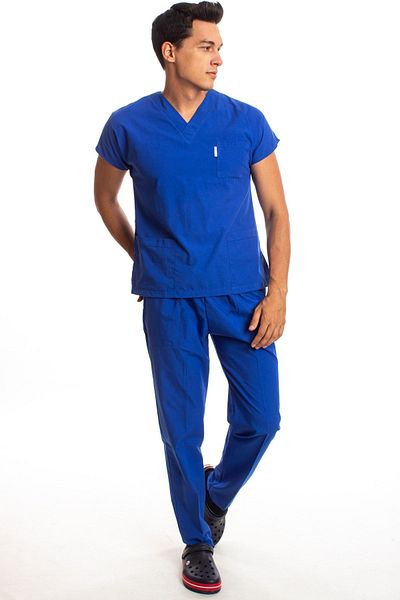 Simirna Üniforma Chirurgical Doctor Nurse Scrubs Bărbați Saks Blue Set