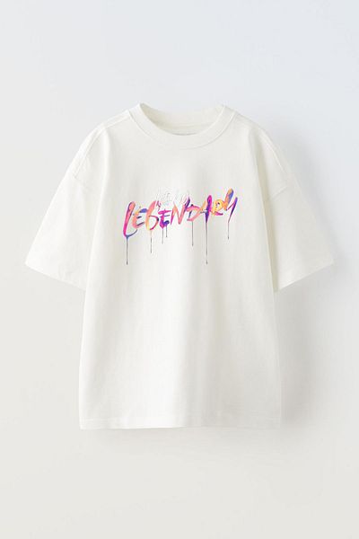 THEWERT Legendar Printed Unisex Λευκό Oversize βαμβακερό μπλουζάκι