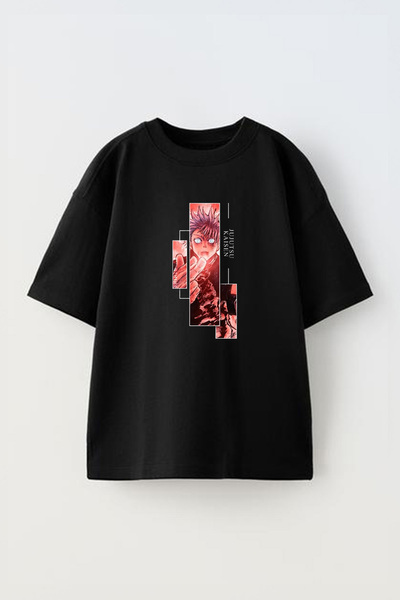 THEWERT Gojo Character Sa deznom - Unisex Black Pamuk Oversize kroj T-shirt