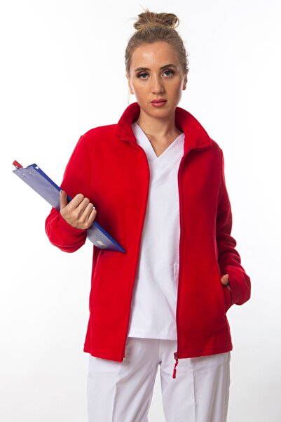 Simirna Üniforma Red Doctor Nurse Hospital Fleece Jacket