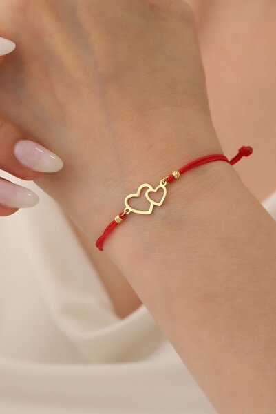 Agora Silver Veelka 14 Ayar Altın Kalp Ipli Bileklik Ayarlanabilir Altın Bile...