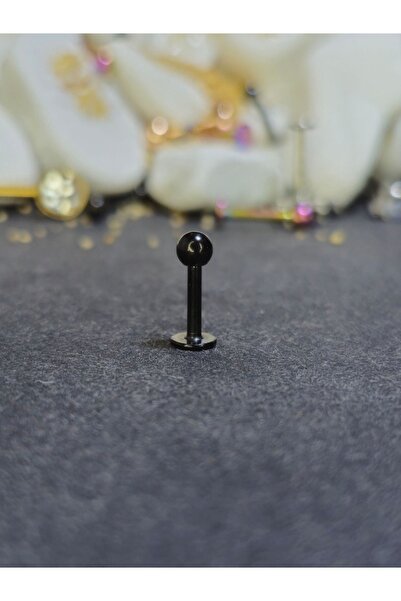 Lumnos Takı Cerrahi Çelik Piercing Kıkırdak Tragus Conch Helix Siyah Renk Top...