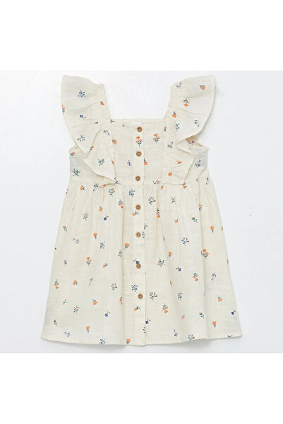 LC Waikiki LCW baby Kare Yaka Çiçek Desenli Kız Bebek Elbise