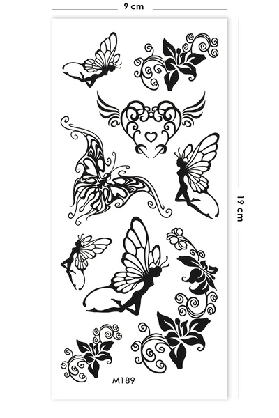 BP Tattoo Peri Kızı Çiçek Kalp Desenli Geçici Dövme Tattoo