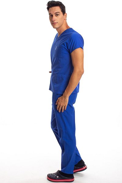 Simirna Üniforma Chirurgical Doctor Nurse Scrubs Bărbați Saks Blue Set