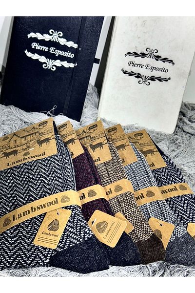 Pierre Esposito Σετ ανδρικές κάλτσες Jacquard 5 ζευγαριών Lambswool