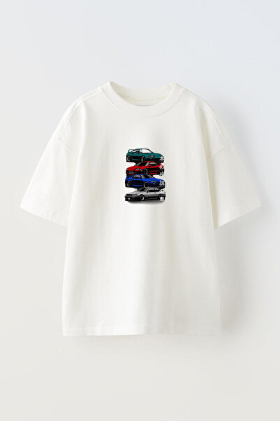 THEWERT Μπλουζάκι Unisex Cotton Oversize - Cars Design Printed, Πράσινο, Κόκκ...