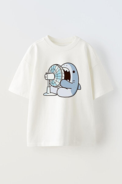 THEWERT Bela rashladna ajkula Štampano Pamuk Oversize kroj T-shirt - unisex