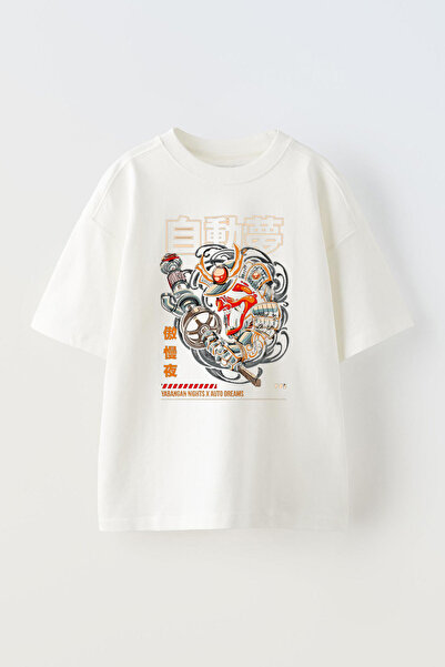 THEWERT Auto Dreams Design Štampano Unisex bela Oversize kroj Pamuk T-shirt