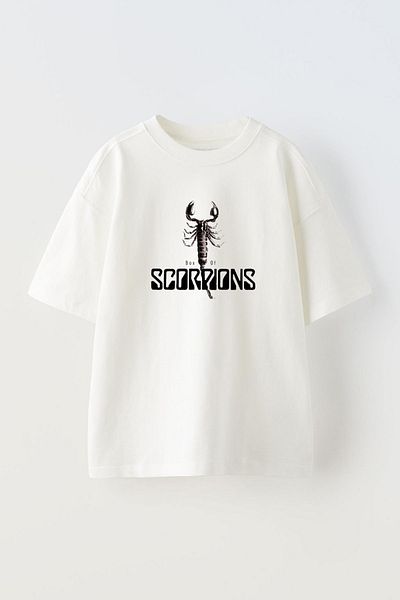 THEWERT Tricou oversize unisex din bumbac alb cu model Scorpions Scorpion