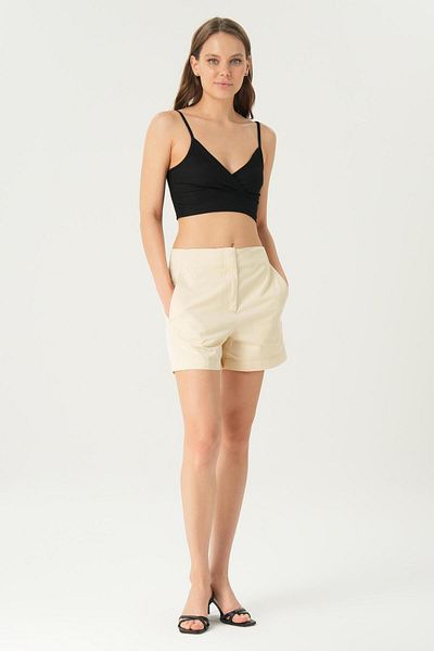 CROSS JEANS High Waist Cream Chino Shorts - Without Belt and Elastic C 4534-107
