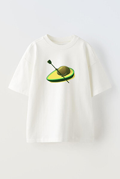 THEWERT Beli unisex avokado Štampano Oversize kroj Pamuk T-shirt