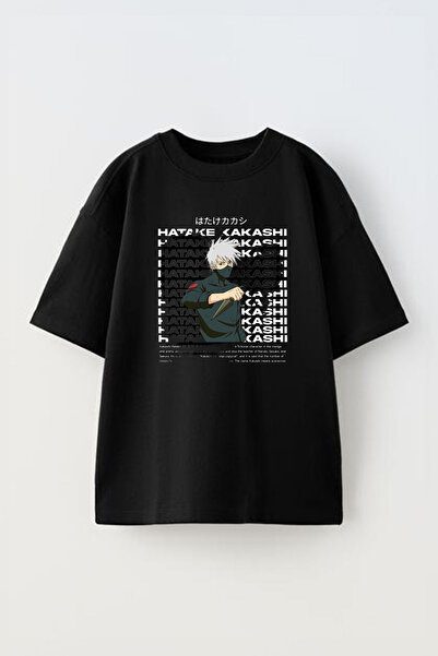 THEWERT Hatake Kakashi dizajn - unisex crna Pamuk Oversize kroj T-shirt