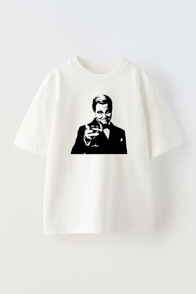 THEWERT Υπέροχο μοτίβο αφίσας Gatsby - Unisex Λευκό Oversize βαμβακερό μπλουζάκι