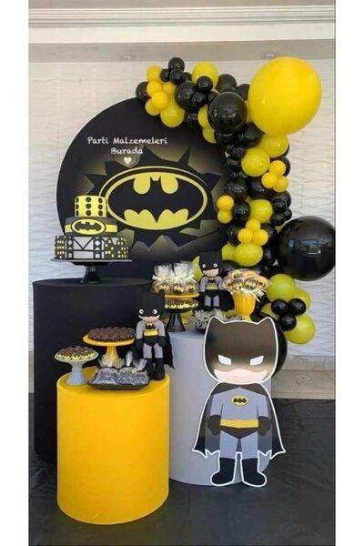 Partimalzemeleriburada Erkek Çocuk Siyah- Sarı Batman Doğum Günü Balon Seti 5...