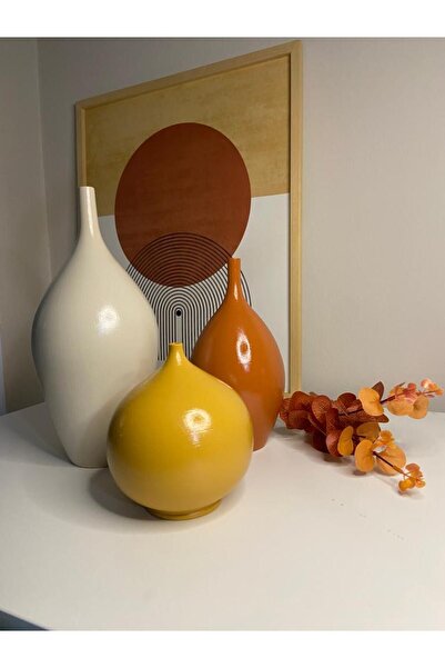 MİGOHOME Seramik Vazo Üçlü Set